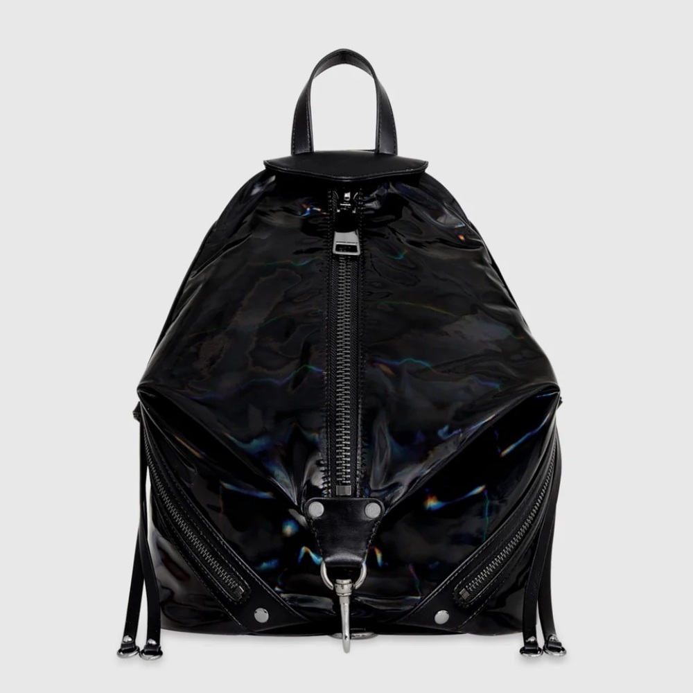 Nylon Medium Zip Julian Backpack Black/Gunmetal